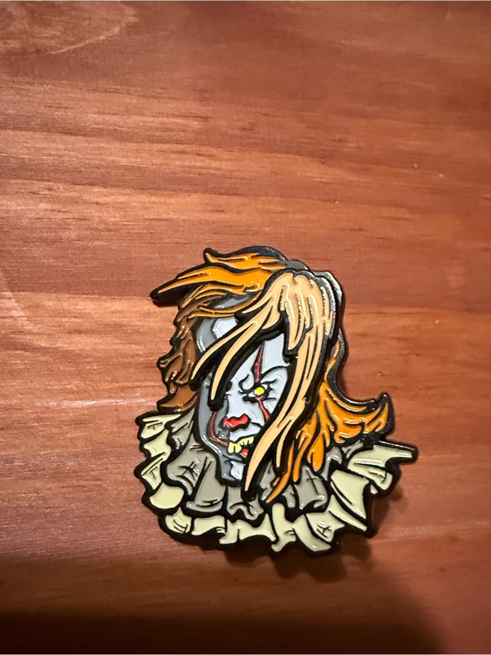 It the Clown Enamel Pin — Orange Hair, Cream Ruffle movable hair